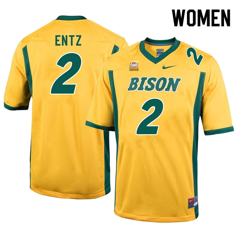 Women #2 Kellen Entz North Dakota State Bison College Football Jerseys Sale-Yellow